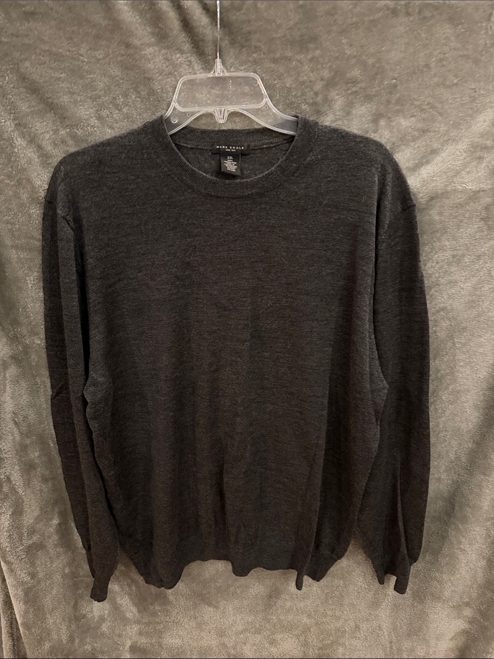 Mark Shale Men's Dark Charcoal Crewneck Sweater Merino Wool Thin Knit